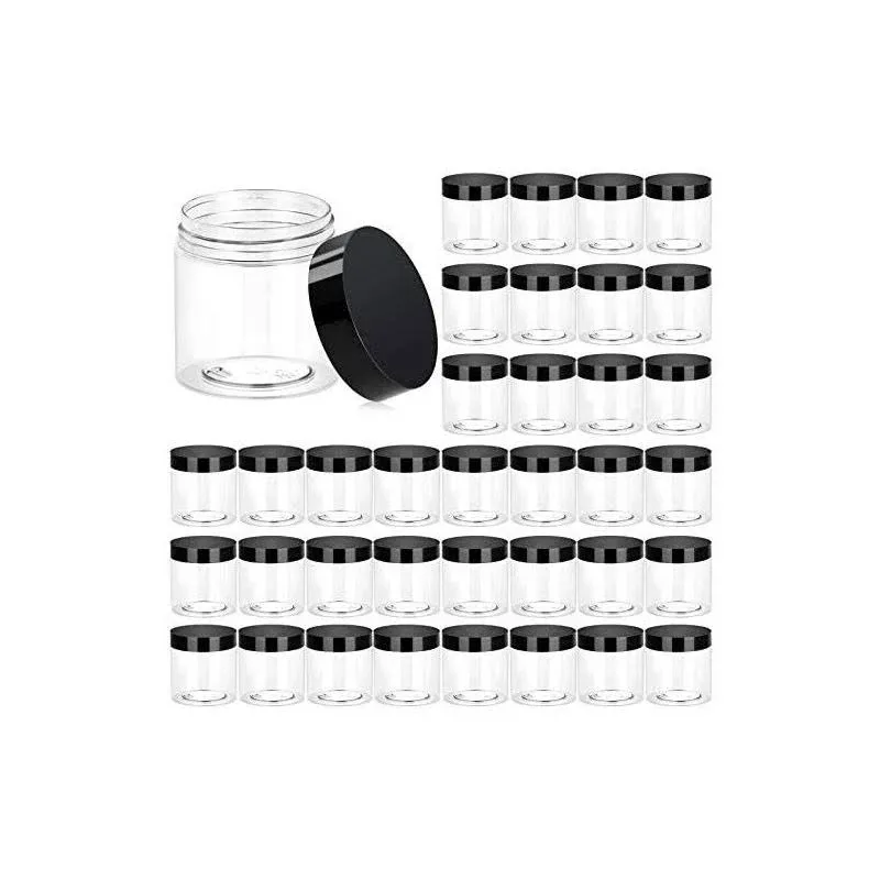 36 Pack 4 oz Jars Round Clear Cosmetic Container with Lids, Eternal Moment Plastic Slime Jars for Lotion, Cream, Ointmen