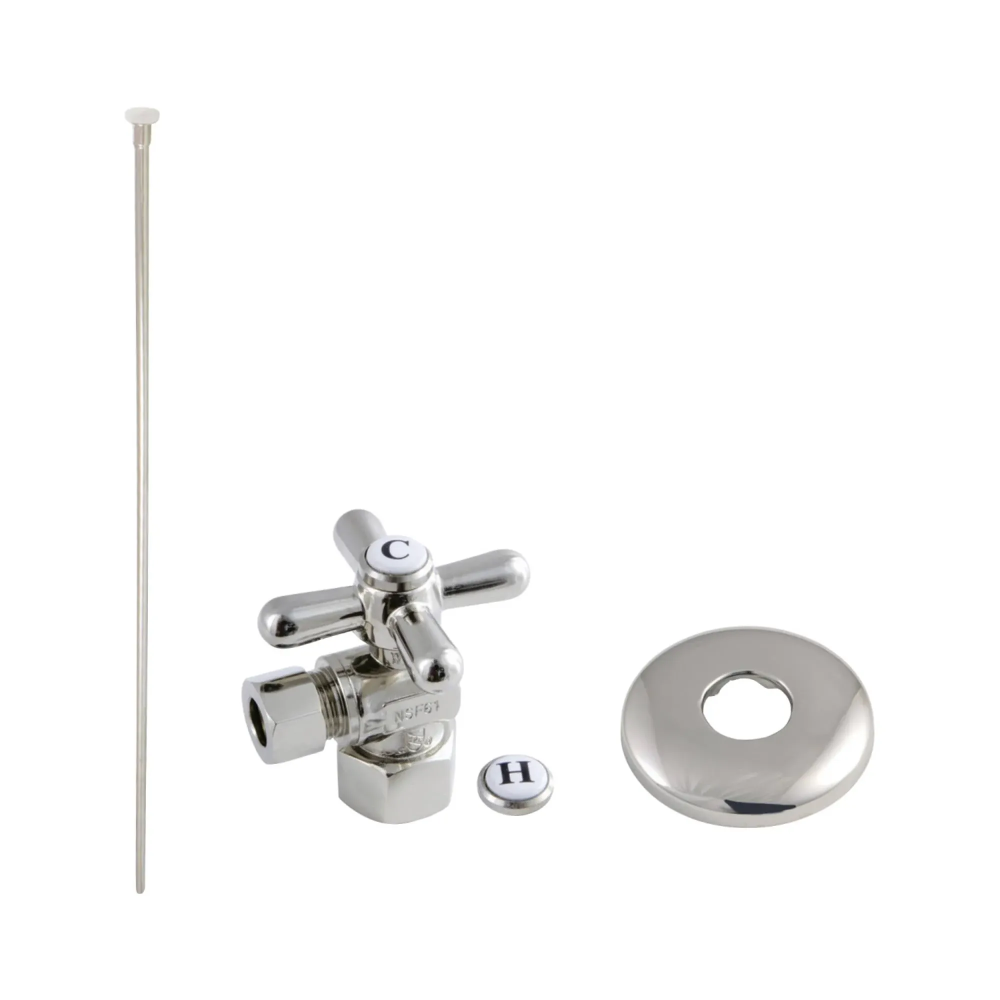 Kingston Brass Ktk106p Trimscape Toilet Supply Kit Combo 1/2" IPS x 3/8" Comp Outlet, Polished Nickel