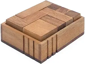 SiamMandalay Challenge Box: Handmade & Organic 3D Brain Teaser Wooden Puzzle for ...