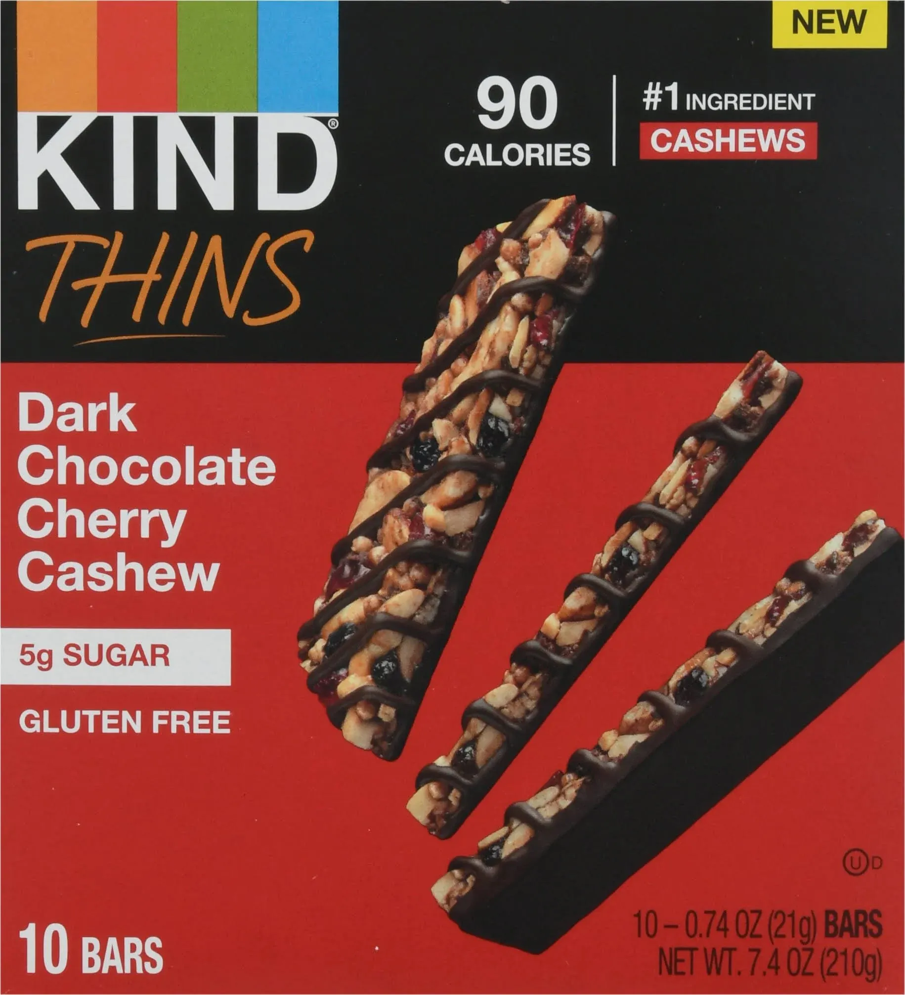 Kind Thins Bars, Dark Chocolate Cherry Cashew, 10 Pack - 10 pack, 0.74 oz bars