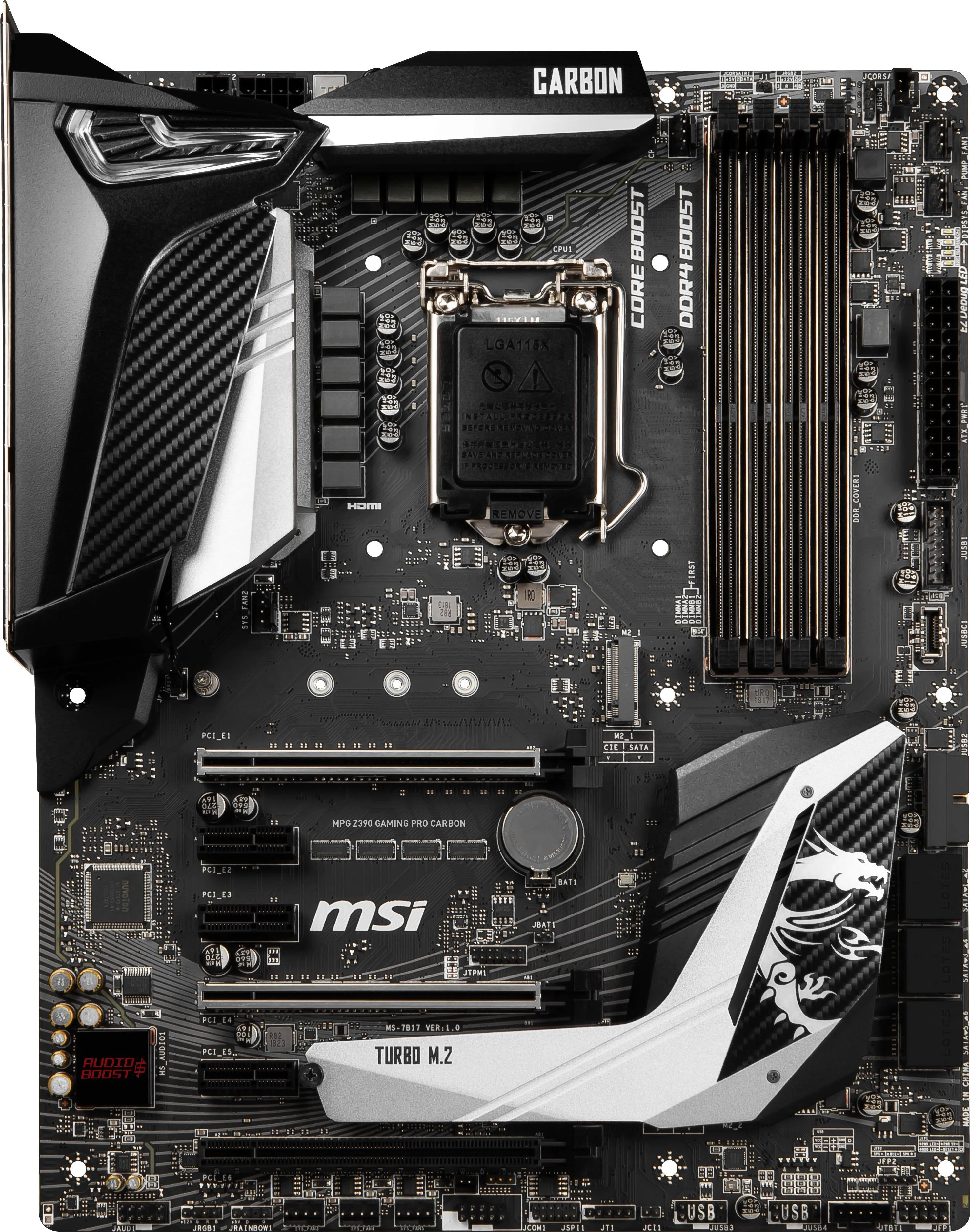 MSI MPG Z390 Gaming PRO Carbon LGA1151 (Intel 8th and 9th Gen) M.2 USB 3.1 Gen 2 DDR4 HDMI DP SLI CFX ATX Z390 Gaming Motherboard