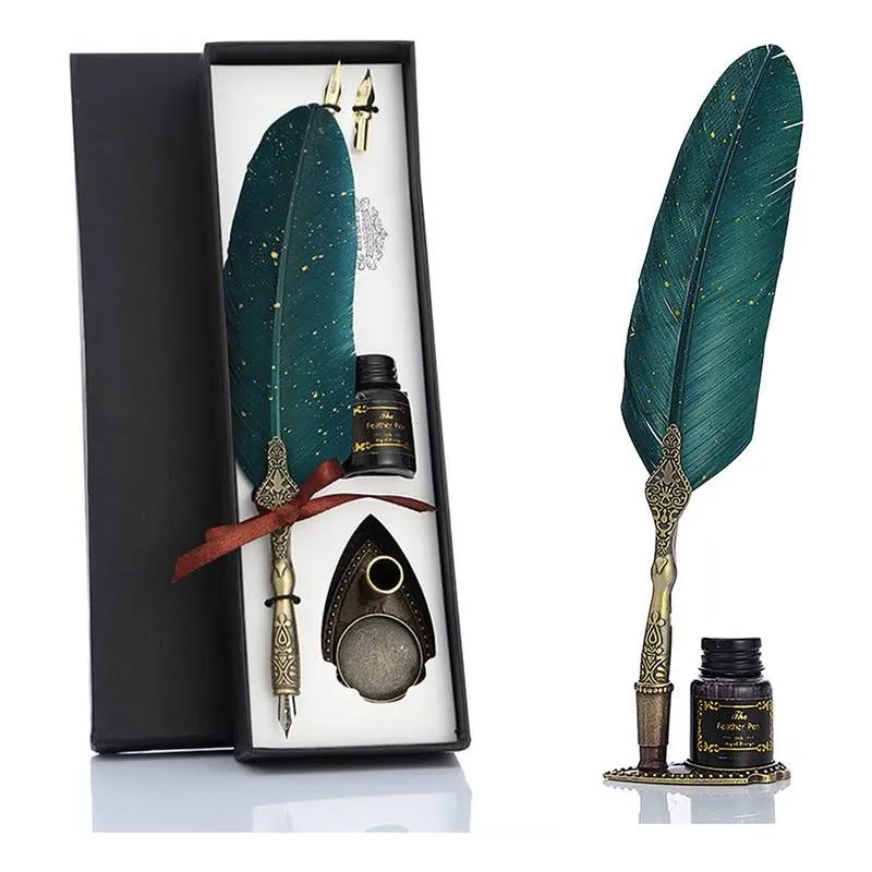 VANGOAL Vintage Carving Feather Pen Set