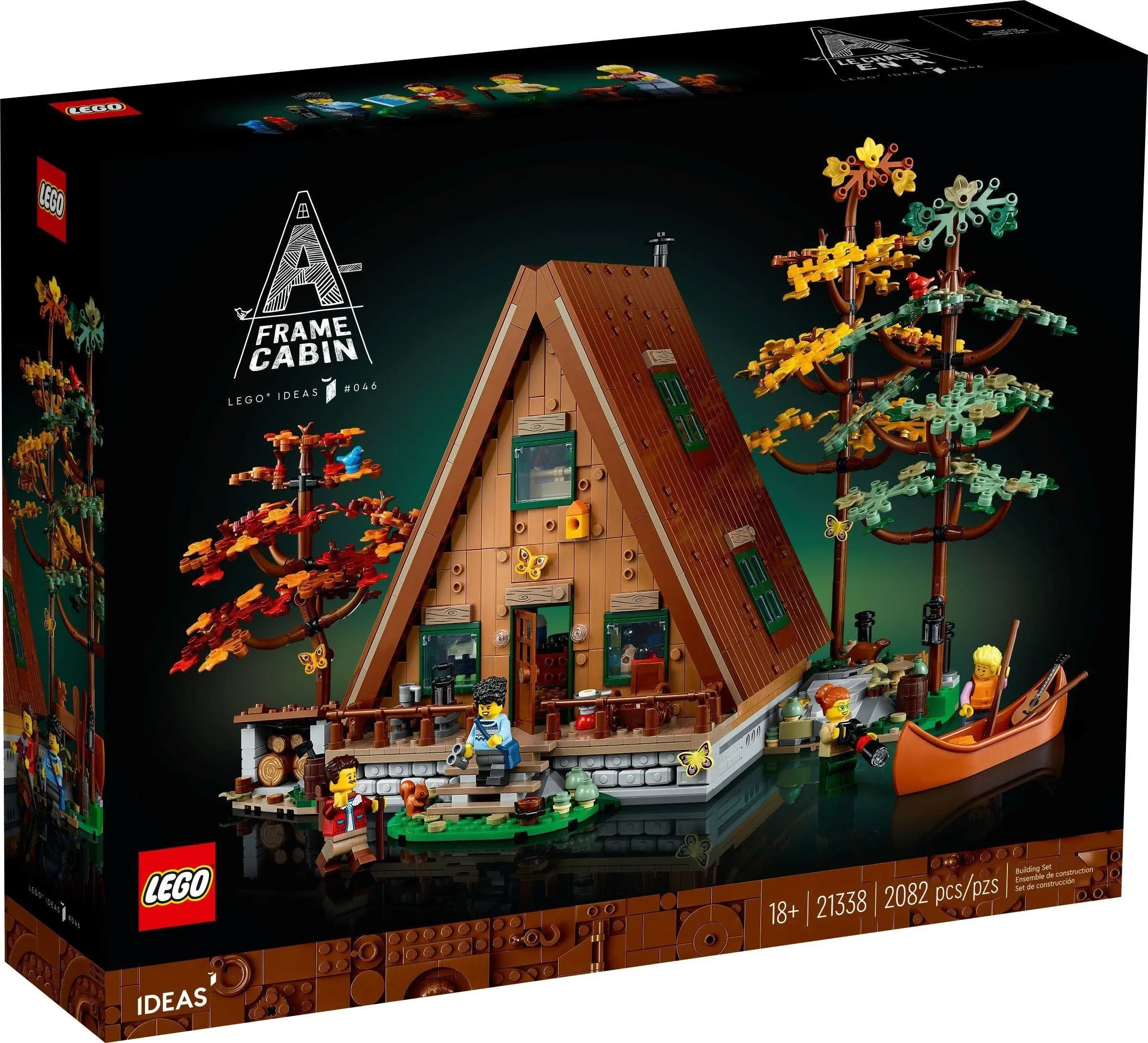 LEGO Ideas A-Frame Cabin 21338 Collectible Display Set, Buildable Model Kit for Adults, Gift for Nature and Architecture Lovers, Includes 4 Customizable Minifigures and 11 Animal Figures