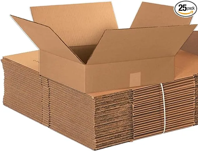 BOX USA 15 x 15 x 4 Corrugated Cardboard Boxes, Flat 15"L x 15"W x 4"H, Pack of 25 | Shipping, Packaging, Moving, Storage Box for Home or Business, Strong Wholesale Bulk Boxes