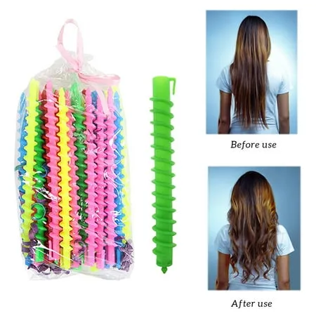 Curling Rods Plastic Spiral Hair Perm Roller Barber Hairdressing Styling Salon Tools Random Color Big Hollow by Jooan