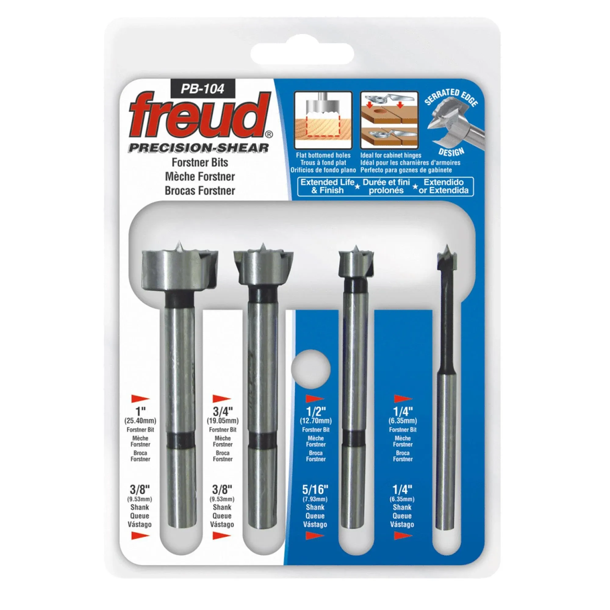 Freud PB-104 4 Piece Precision Shear Forstner Bit Set