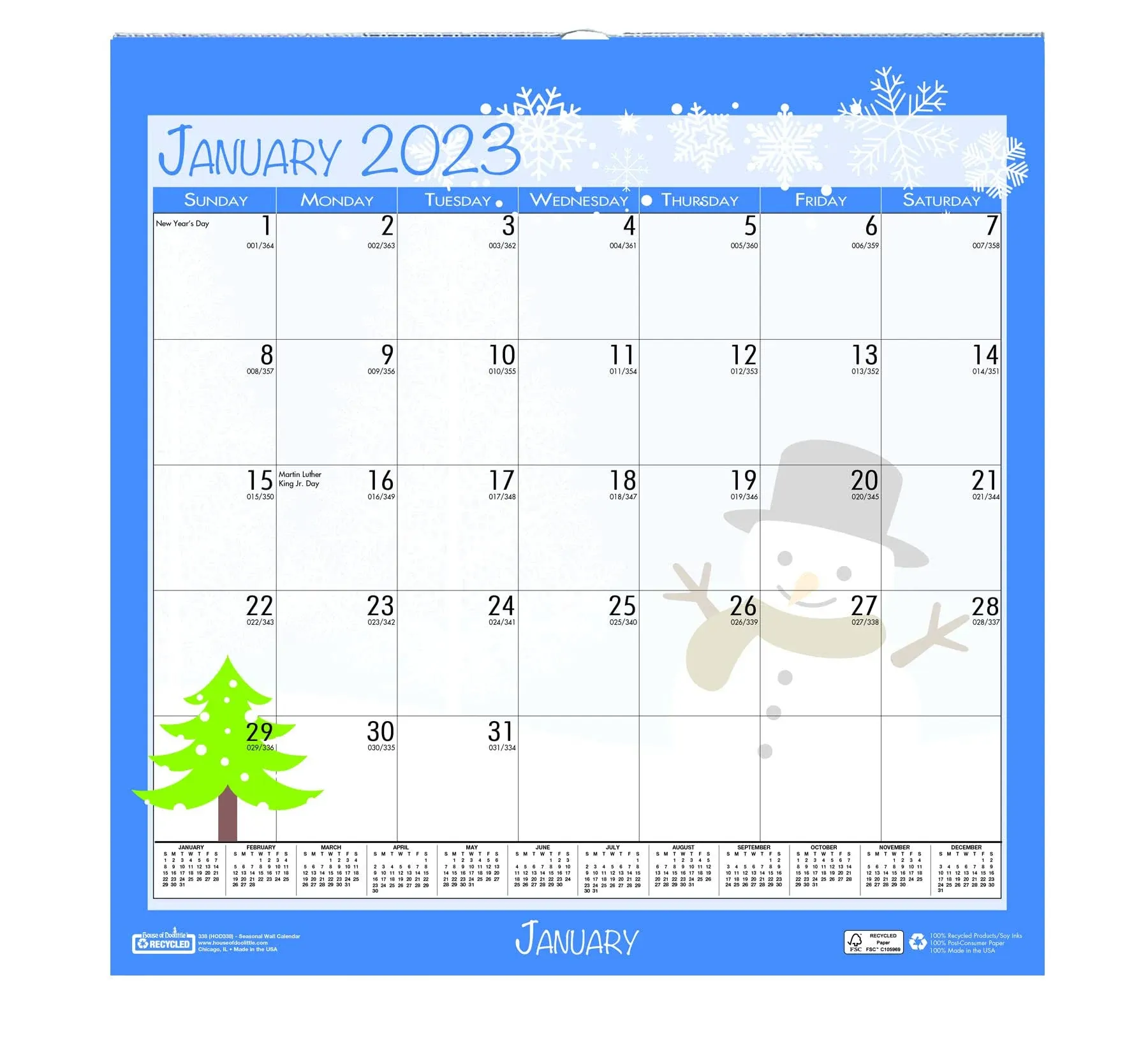 House of Doolittle Recycled Seasonal Wall Calendar, Earthscapes Illustrated Seasons Artwork, 12 x 12, 12-Month Jan to Dec: 2023 338