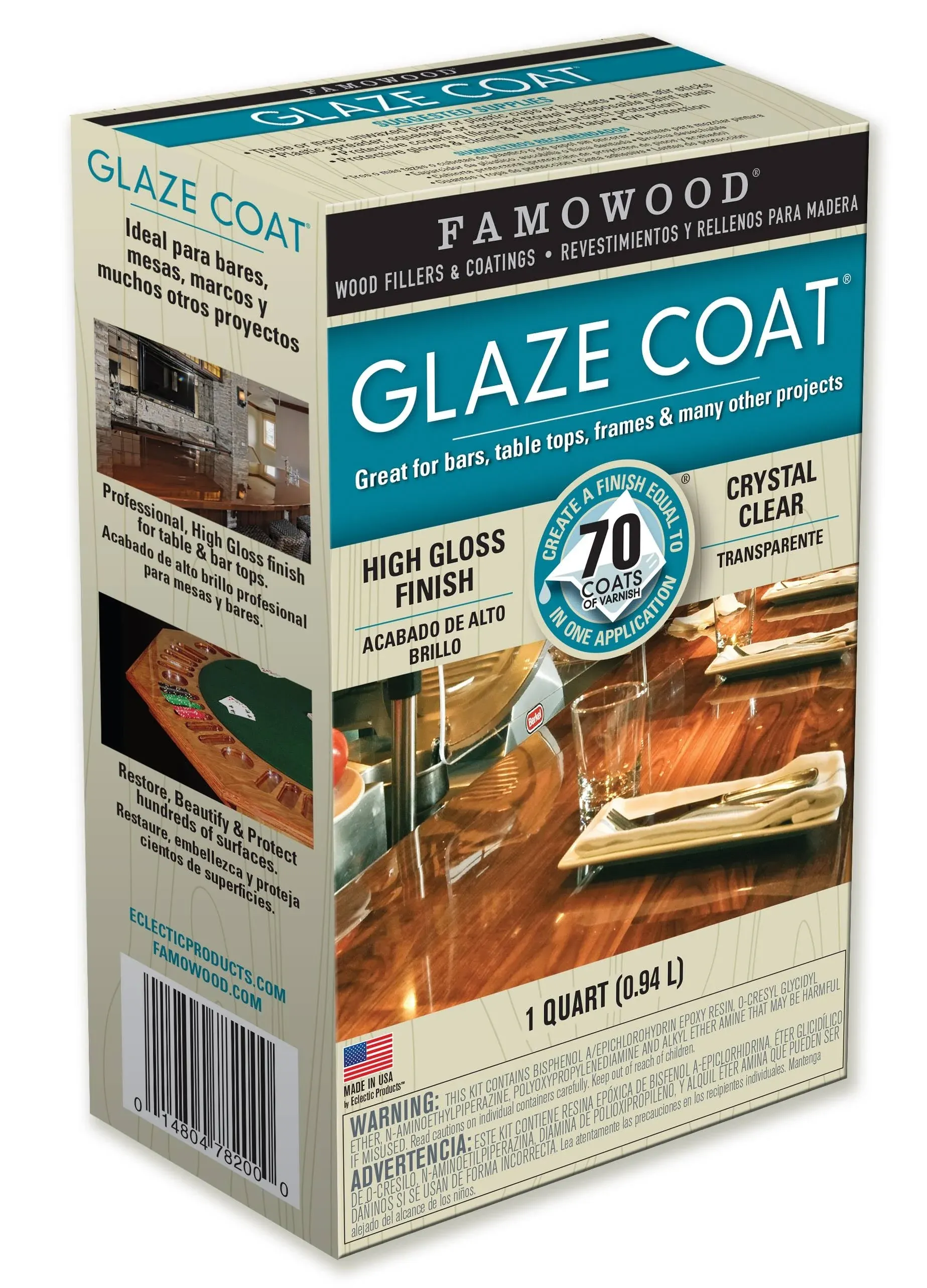 Famowood 5050080 Glaze Coat Epoxy Kit - 1 Quart Clear