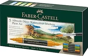 Faber-Castell Albrecht Durer Watercolor Markers - Plein Air - Wallet of 5, Watercolor Markers for Artists