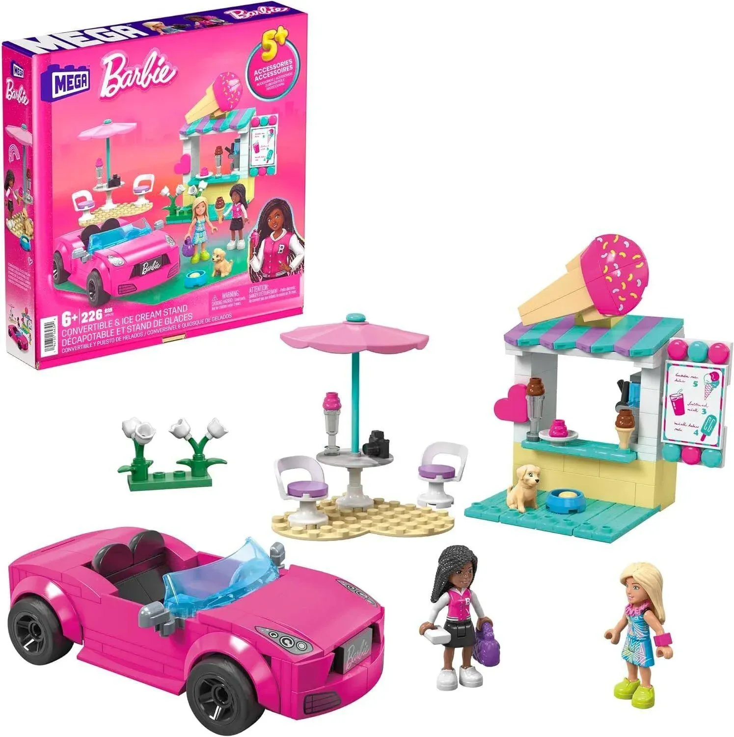 Mega Blocks Barbie Convertible & Ice Cream Stand