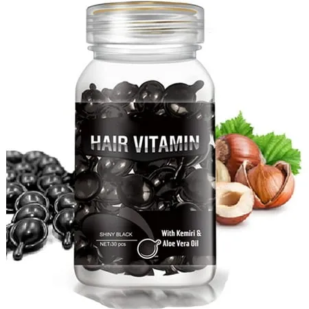 gowwimHair Vitamin Serum Capsule,Hair Treatment Serum,Argan Macadamia Avocado Oil,Deep Care Repair Damaged Hair,30 PCS(Black)