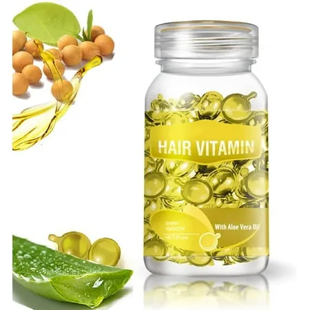 gowwimHair Vitamin Serum Capsule Hair Treatment Serum Argan Macadamia Avocado Oil Deep Care Repair Damaged Hair 30 PCS(Yellow)