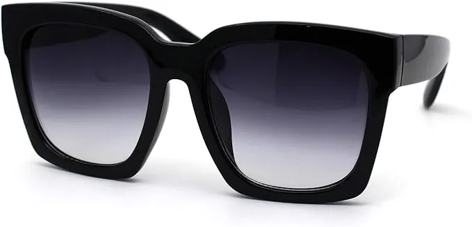 Womens Boyfriend Style XXL Oversize Horned Rim Thick Plastic Sunglasses