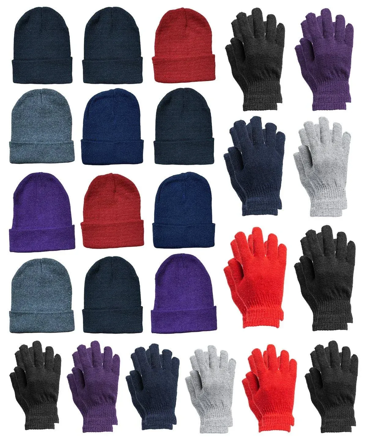 Yacht & Smith Wholesale Beanie and Glove Winter Bulk Kit, Kids Adults Bulk Sets ...