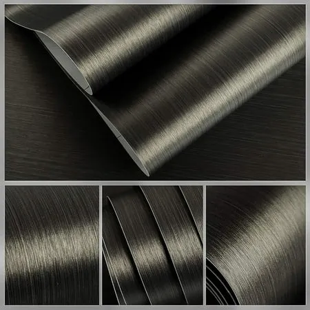 VEELIKE Bronze Black Brushed Stainless Steel Contact Paper