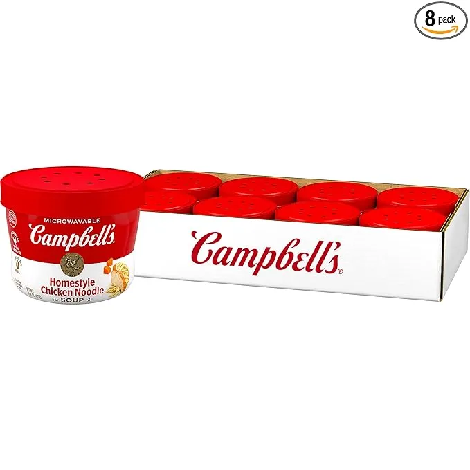 Campbell's Homestyle Chicken Noodle Soup Microwavable Bowl, 15.4 Ounce (Pack of 8)