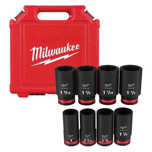 Milwaukee 49-66-7006 SHOCKWAVE 3/8 in. Drive Deep Well 6 Point Impact Socket Set (12-Piece)