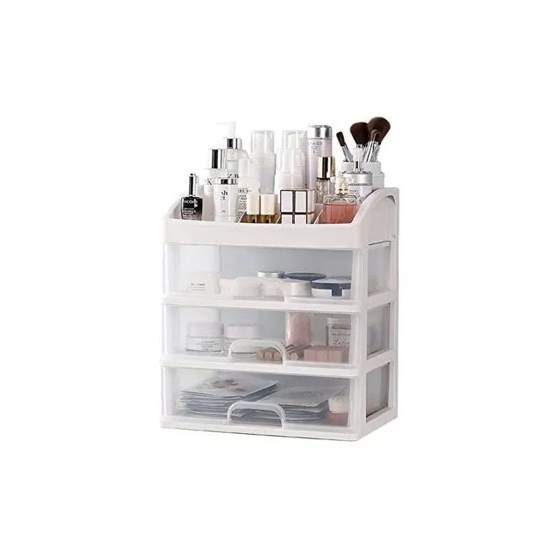 PTBSZCWY Makeup Organizer with 3 Drawers, Cosmetic Display Cases, Makeup Storage ...