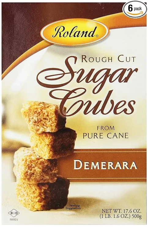 Roland Rough Cut Demerara Sugar Cubes, 17.6-Ounce Boxes (Pack of 6)