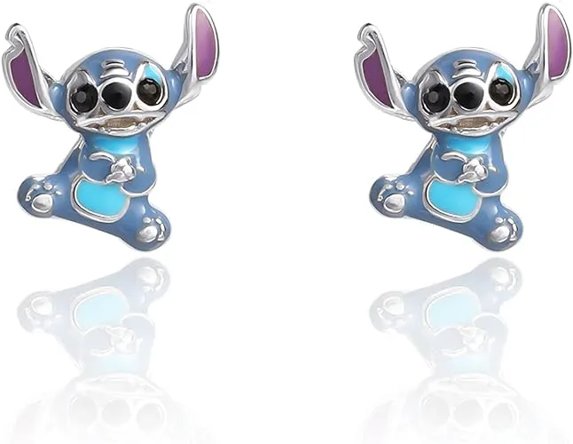 Disney Lilo & Stitch 3D Stud Earrings - Sterling Silver Stitch Earrings - Disney Jewelry for Women - Officially Licensed