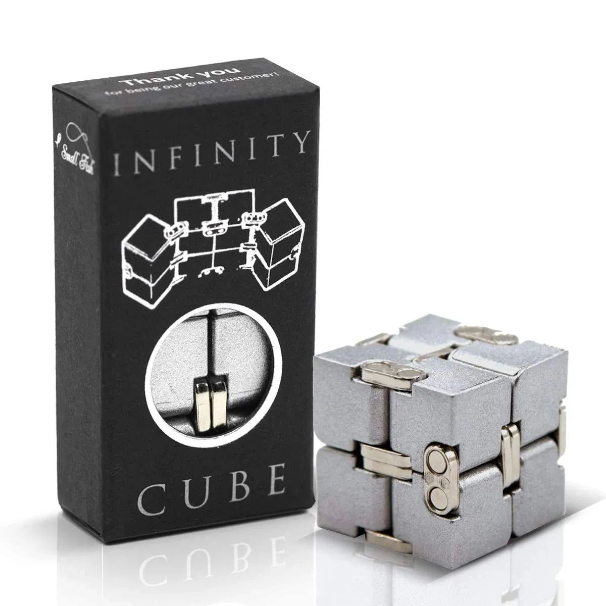 Metal Infinity Cube Toy for Kids, Teens, and Adults, Best Desk Gadget and Sensory Tool for Fidgeting, Anxiety, and Stress Relief, Cool Office Decor and Gift for Men in Metal Aluminum Fidget Toy