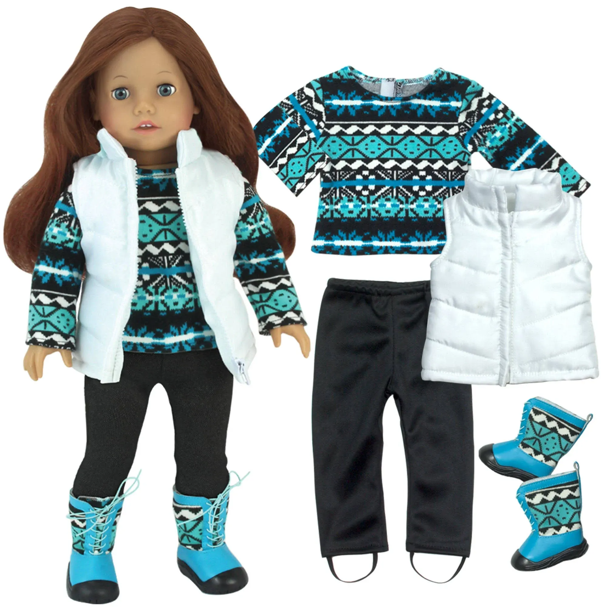 Sophia's Doll Print Knit Sweater, Leggings, and Vest