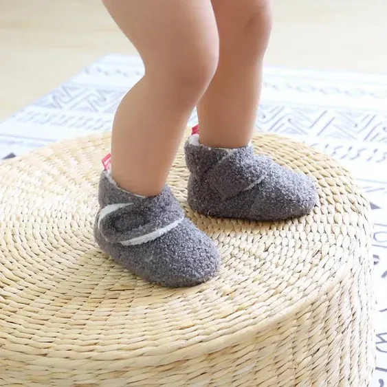 Infant Baby Boys Girls Cozy Fleece Booties Stay on Slippers Non Slip Soft Gripper Sock Shoes Toddler First Walker Newborn Crib Birthday Shower Gift