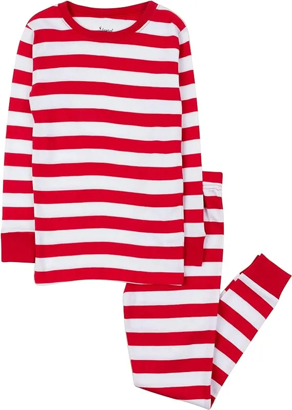 Leveret Santa holiday stripes pajamas 13-14y