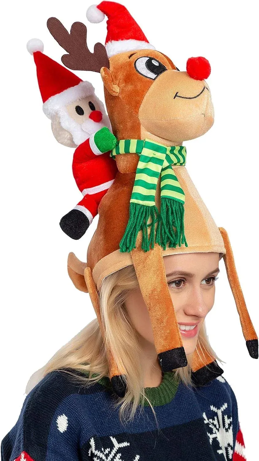 JOYIN Christmas Reindeer Hat Santa Riding A Reindeer for Cute and Festive ...