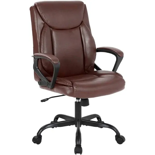 Home Office Chair Ergonomic PU Leather Desk Chair Mid Back, Swivel and Armrests