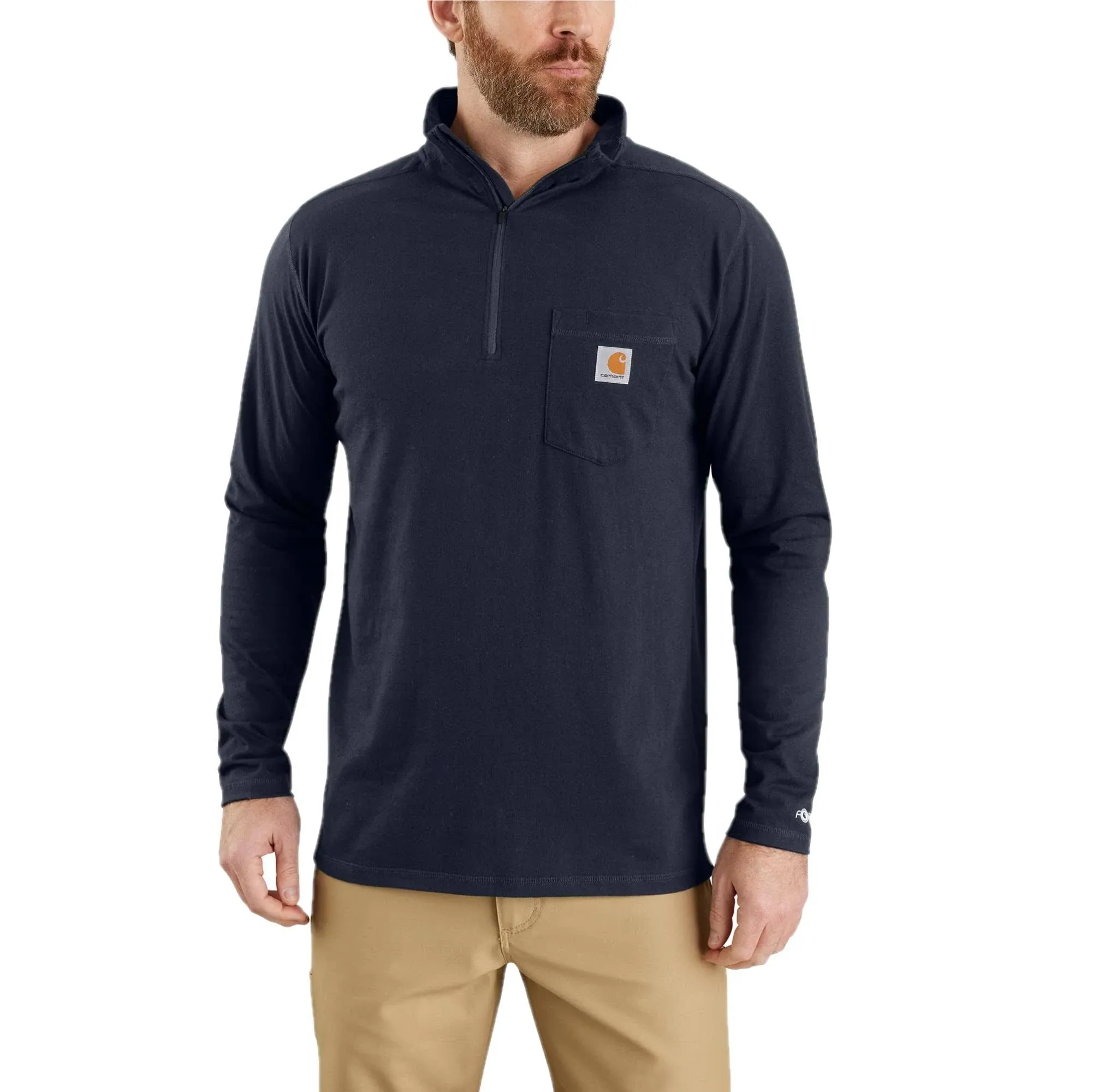 Carhartt Men's Force 1/4-Zip Long Sleeve T-Shirt, Carbon Heather / M