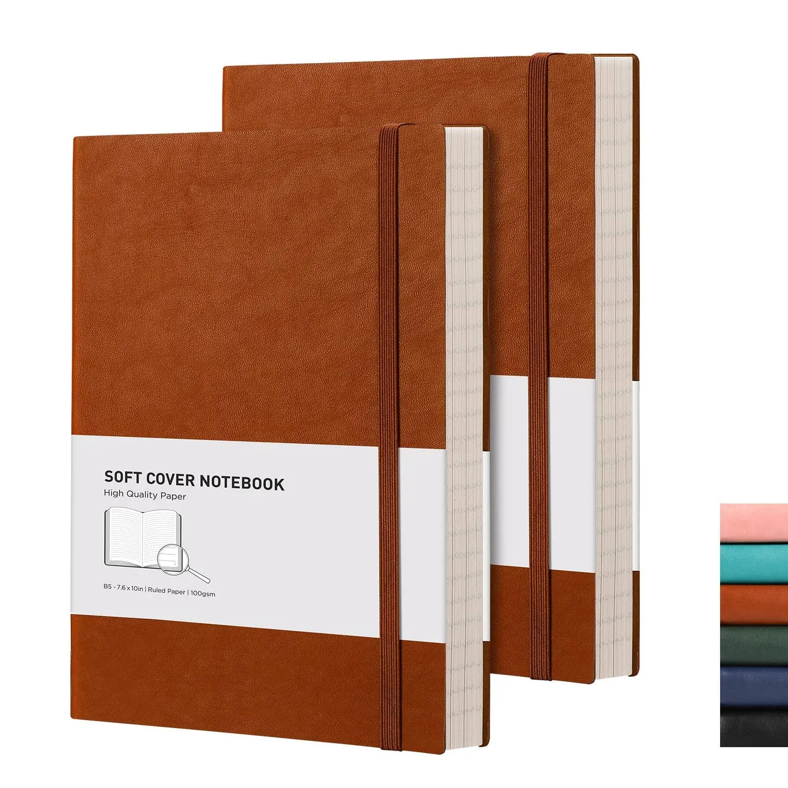 RETTACY college Ruled Composition Notebooks 2 Pack B5 Large Leather Notebook Ruled Journal with 408 Pages,100gsm Thick