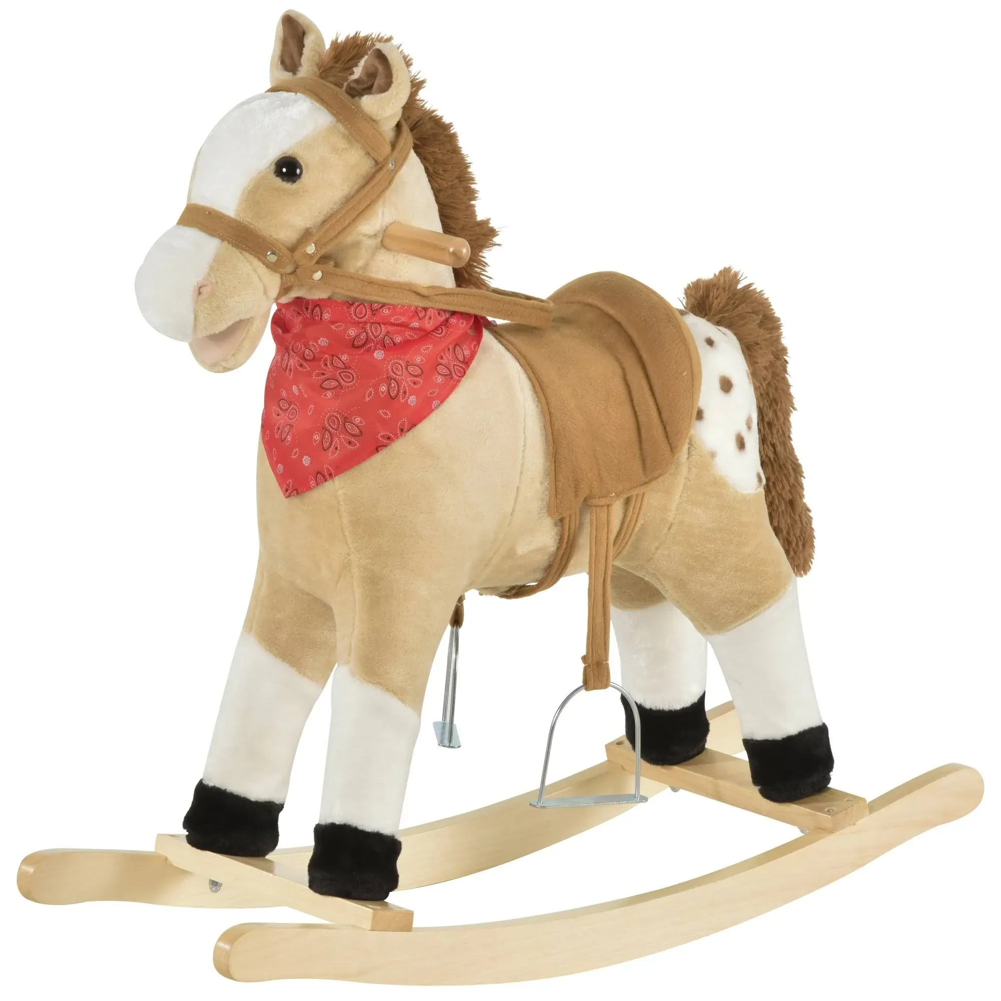 Qaba Kids Plush Ride-On Rocking Horse Toy