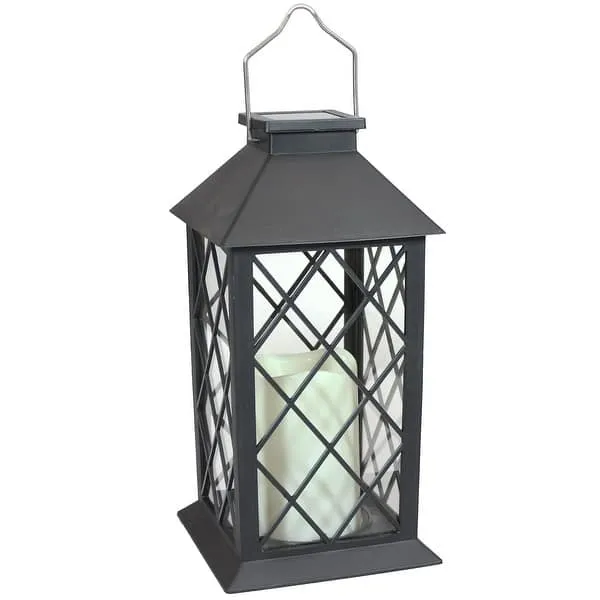 Sunnydaze Concord Outdoor Solar LED Decorative Candle Lantern - 11-Inch - 1