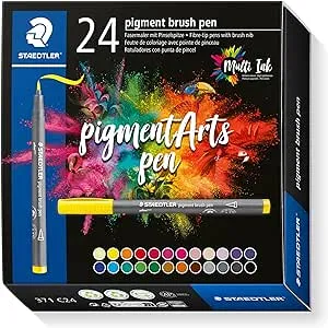 Staedtler Pigment Arts Brush Pens - Assorted Colors, Set of 24