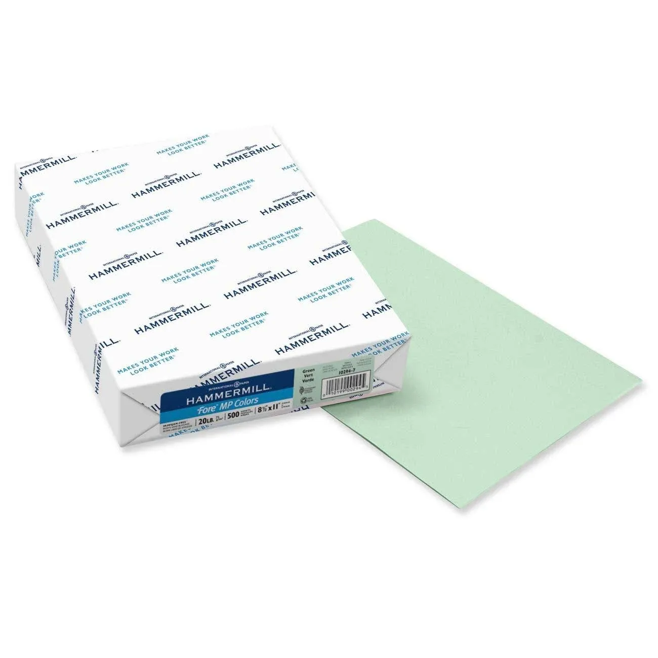 Hammermill Fore Super Premium Paper, Green, 8-1/2" x 14" - 500 count