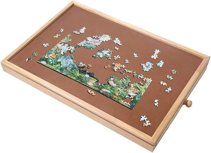 17.3 inch X 13.3 inch Puzzle Tables for Drawers, Small Jigsaw Puzzle Board Portable Puzzle Plateau with Storage Drawers Smooth Fiberboard Work Surface for Games and Puzzles