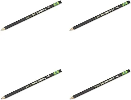 Dixon Tri-Conderoga Triangular #2 Pencils, Wood-Cased, Black, Pack of 12 (22500), 4 Packs