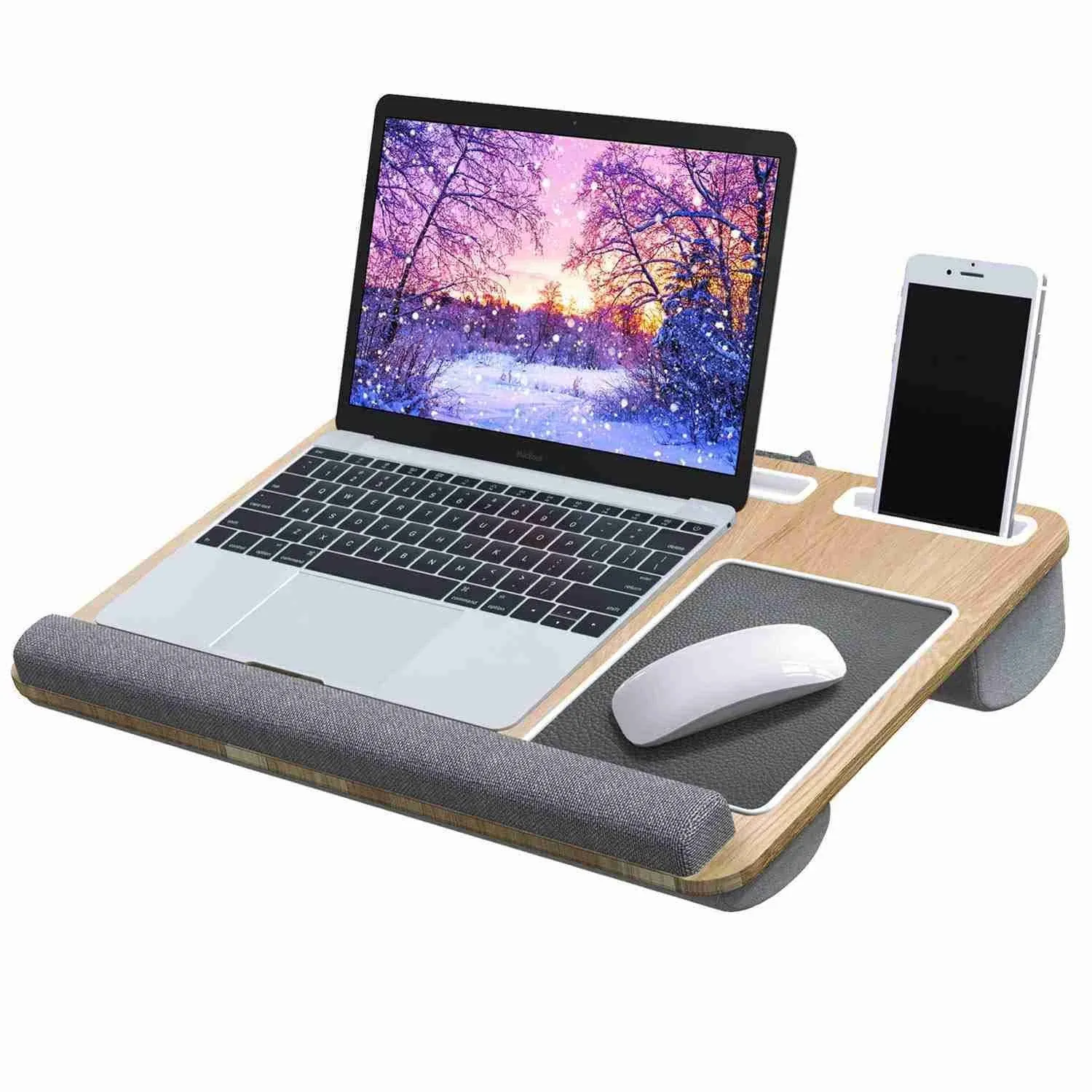 Lap Desk - Fits Up to 17 Inches Laptop Desk, Built in Mouse Pad & Wrist Pad for