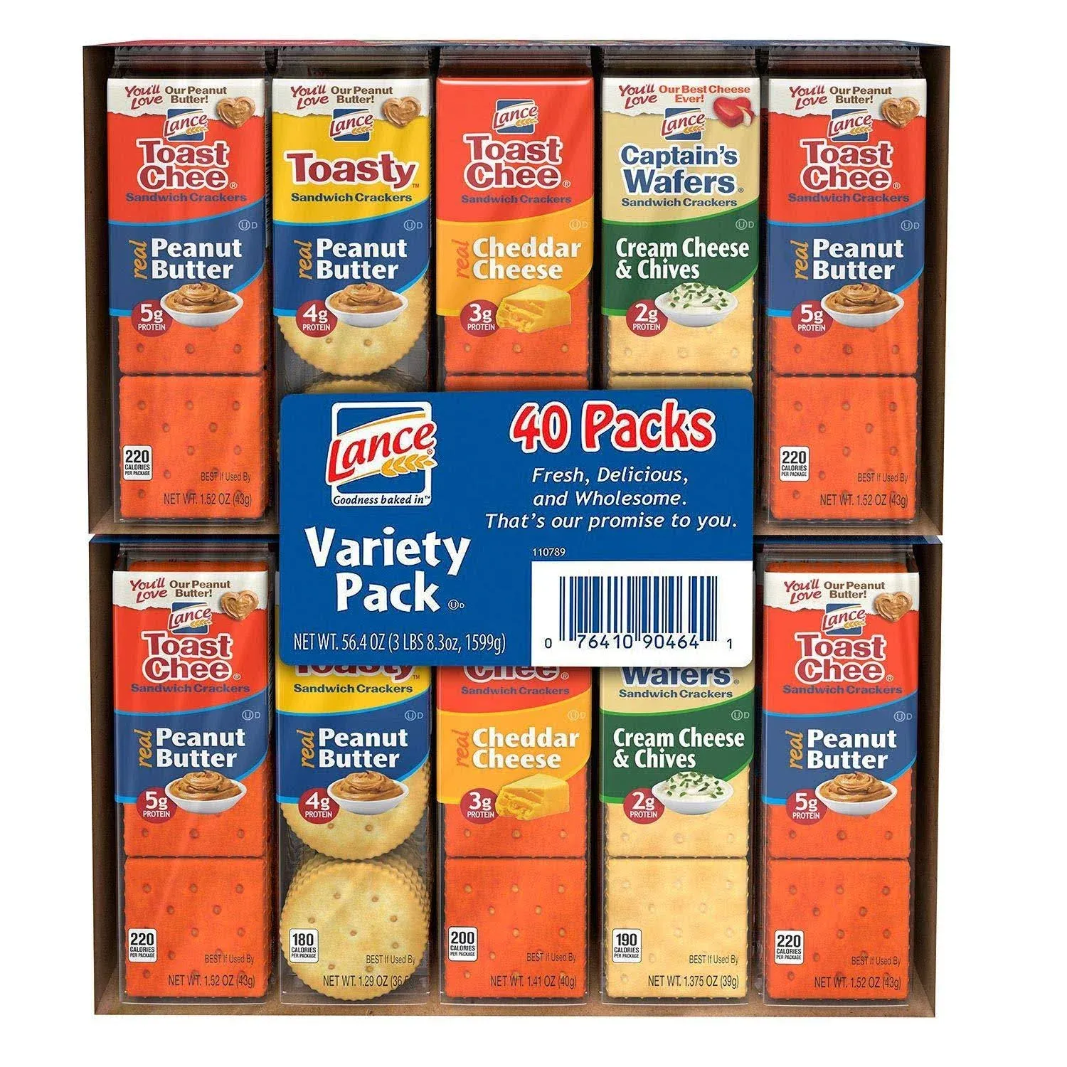 Lance Sandwich Crackers, Variety Pack 1.41 oz, 40 ct.