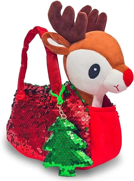 Little Jupiter Plush Pet Set - Includes Reindeer Stuffed Toy with Purse for Age 4-5 - 6-7 yrs - Christmas Stuffed Animal for Girls - Stuffed Animals - Toy Reindeer (Reindeer)