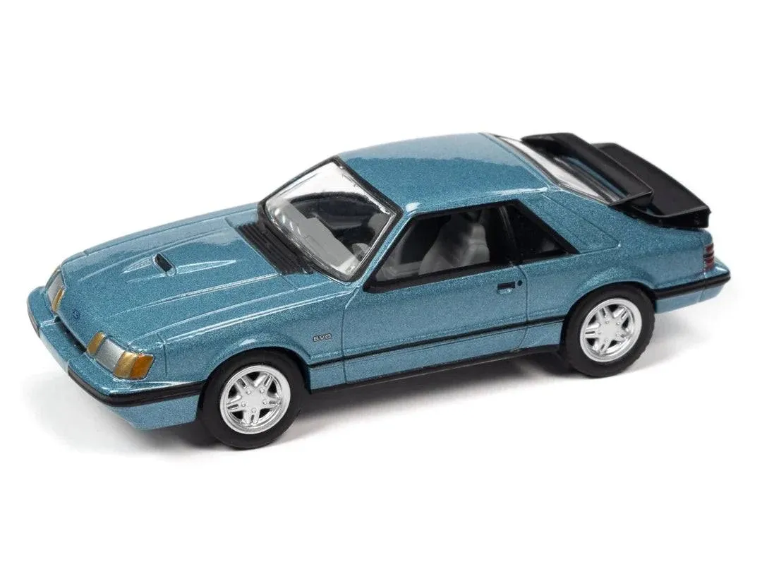 Johnny Lightning 1986 Ford Mustang SVO Light Regatta Blue Metallic with Black ...