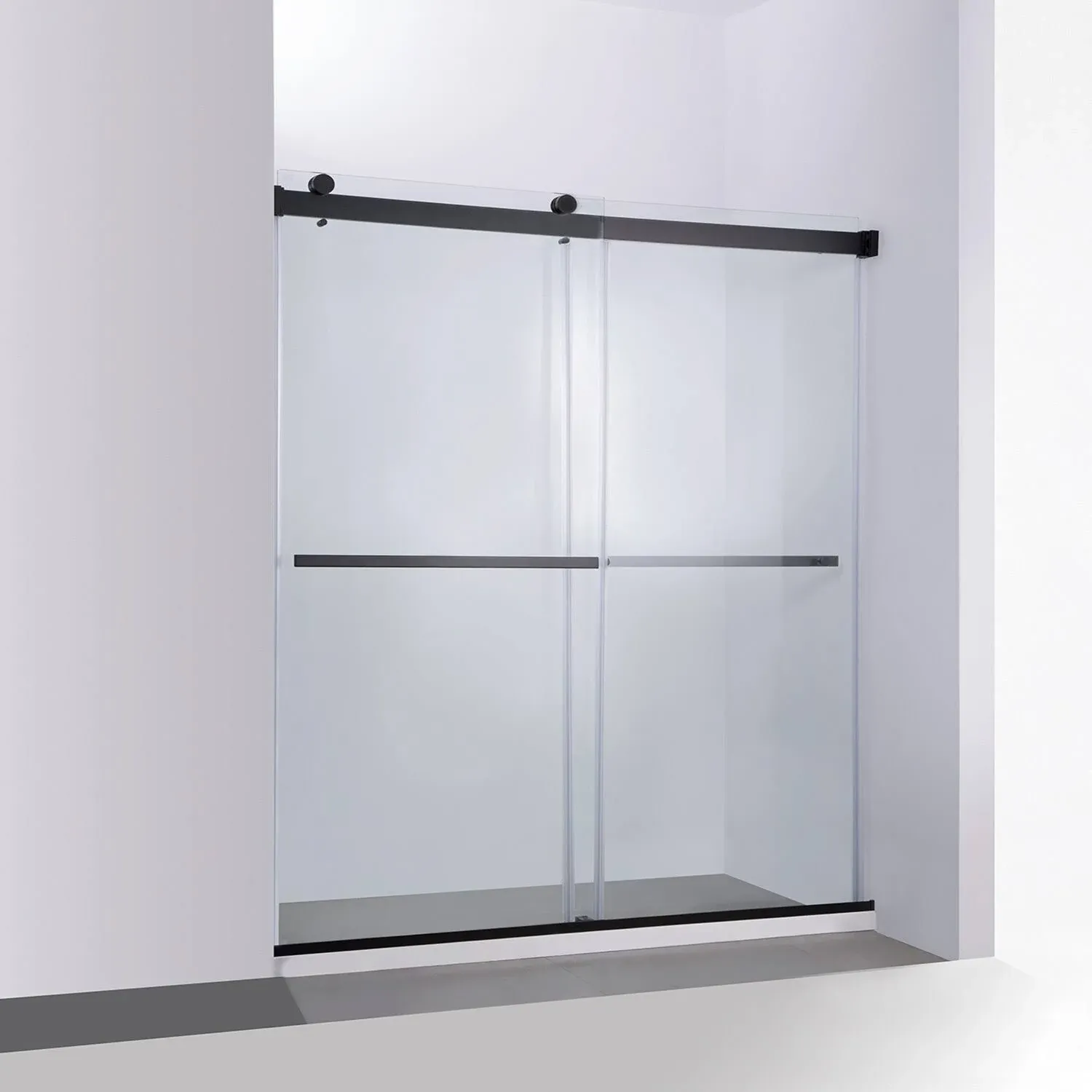 Vinnova Spezia 68" W x 76" H Double Sliding Frameless Glass Shower Door Brushed Nickel