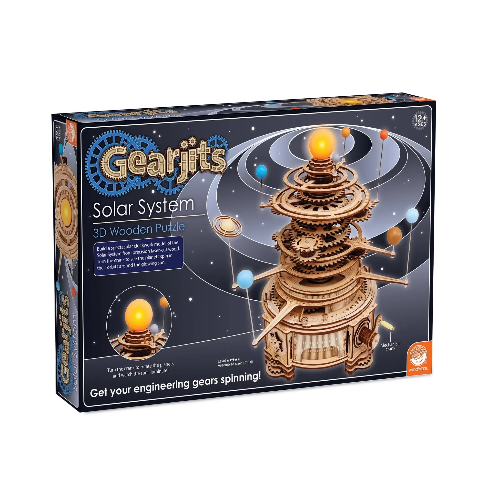 MindWare Gearjits: Solar System, Wooden 3D Building Puzzle for Teens & Adults, DIY Solar System Model, Fun for Parents Too, Great STEAM Gifts for