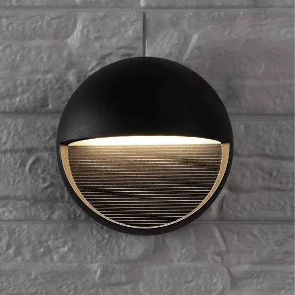 Jonathan Y Orbe 6.25" Outdoor Metal/Glass Integrated LED Sconce - Black