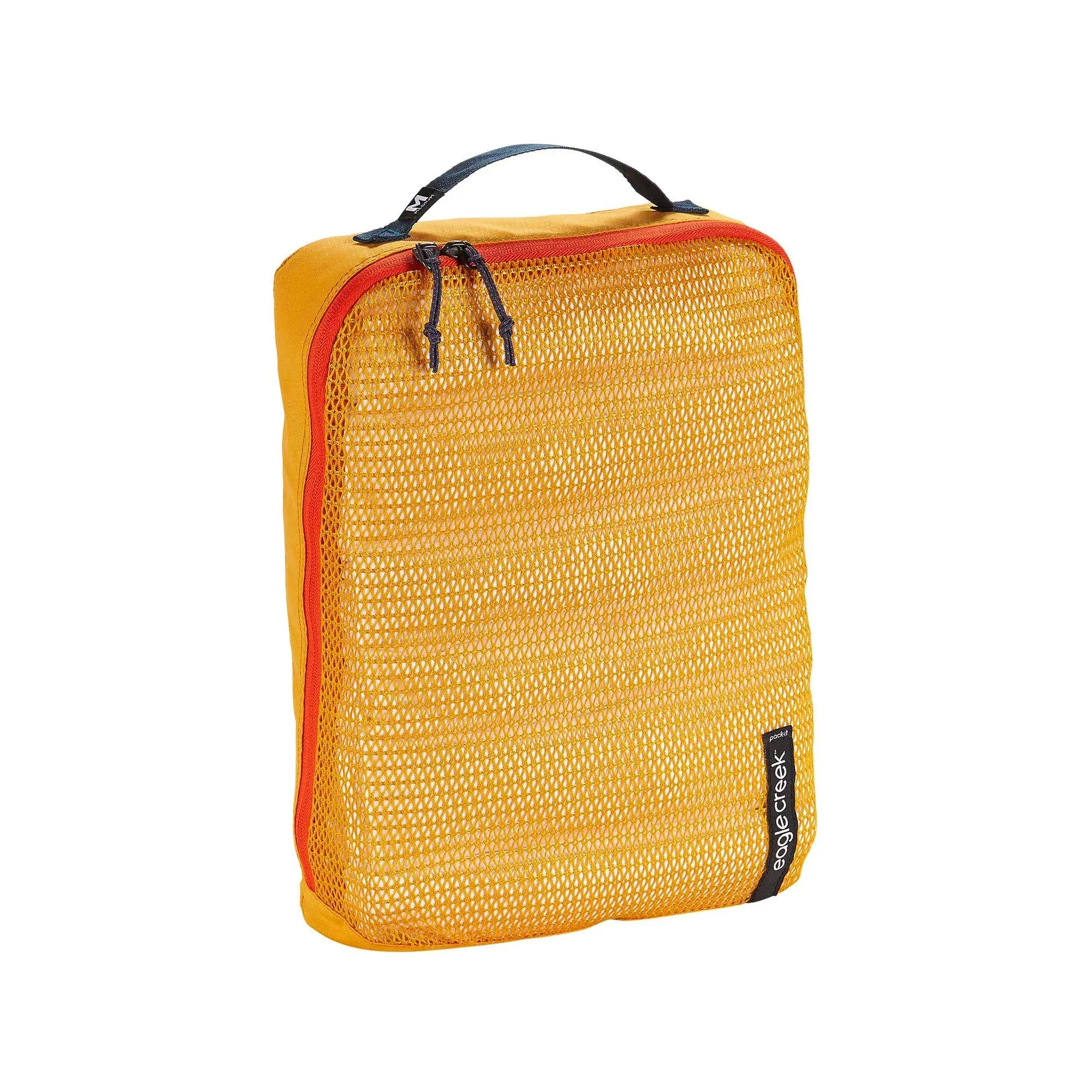 Eagle Creek Pack-It Reveal Medium Packing Cubes for Travel - Durable, Water-Resistant Fabric with Angled Zipper Design and Full Front-Panel Mesh Window, Sahara Yellow