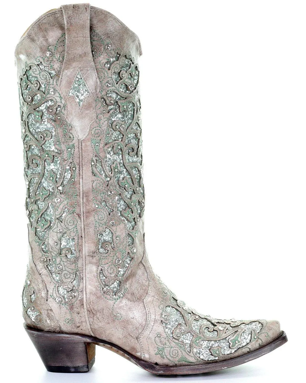 Corral Women's Glitter Inlay & Crystals Boots - Snip Toe