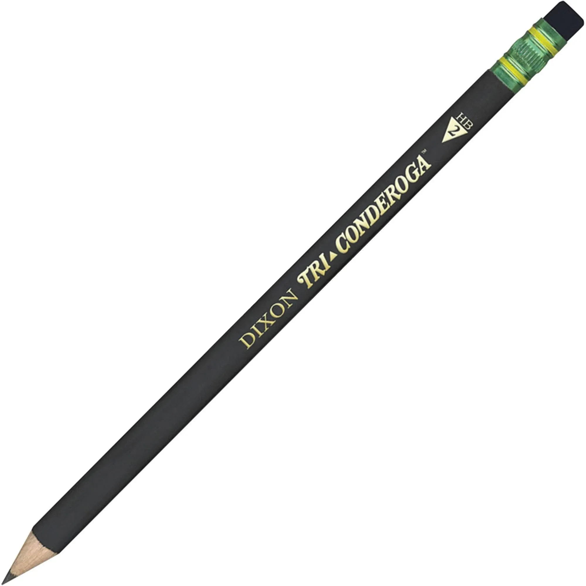 Dixon Tri-Conderoga Woodcase Pencil, HB #2, Black Barrel, Dozen