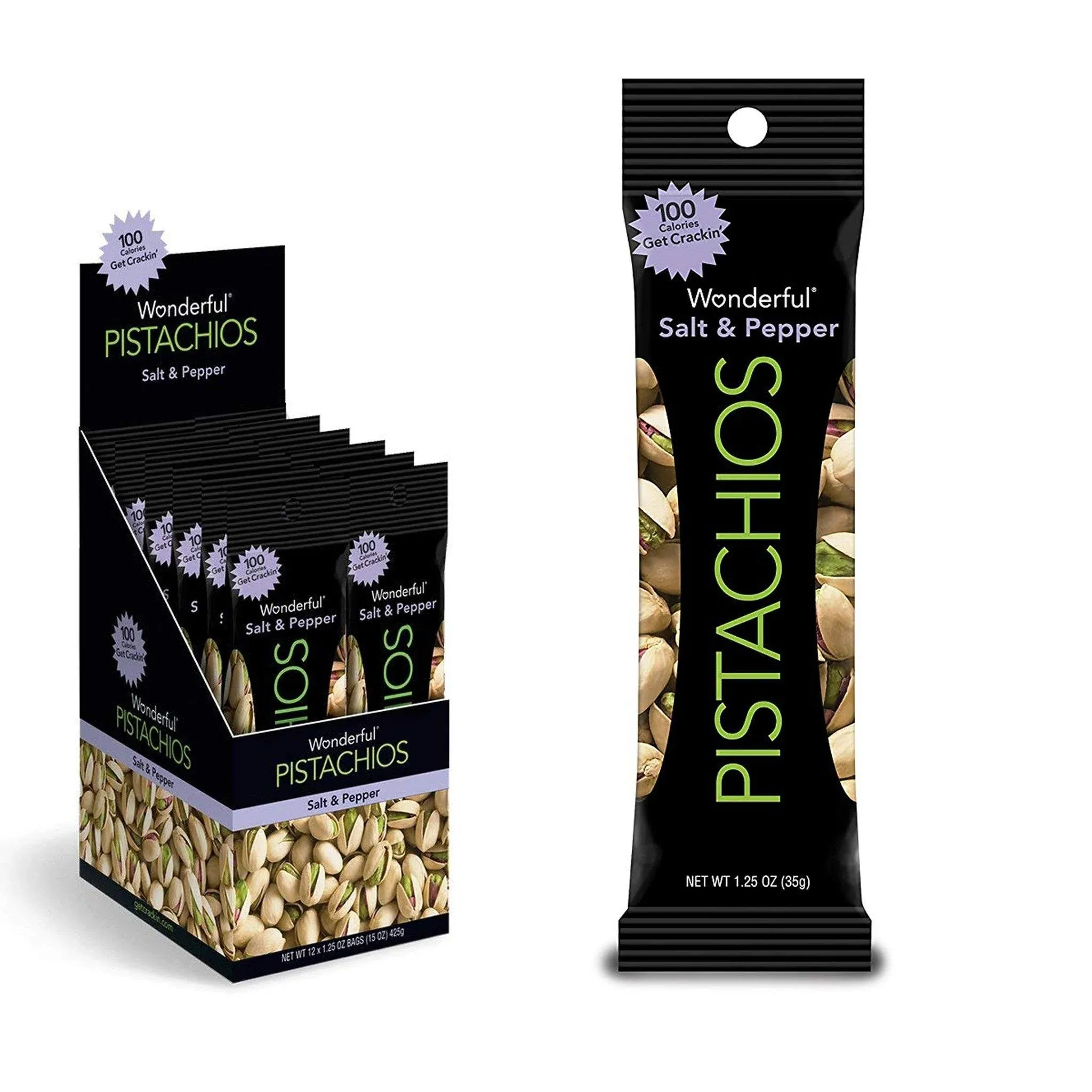 Wonderful Pistachios, Salt & Pepper - 12 pack, 1.25 oz bags