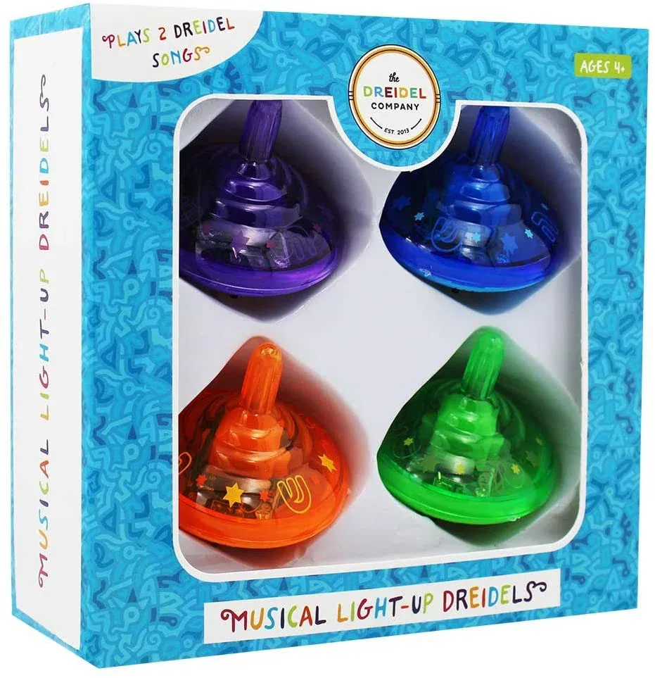 The Dreidel Company Hanukkah Musical Light Up Dreidel Spinning Tops Set